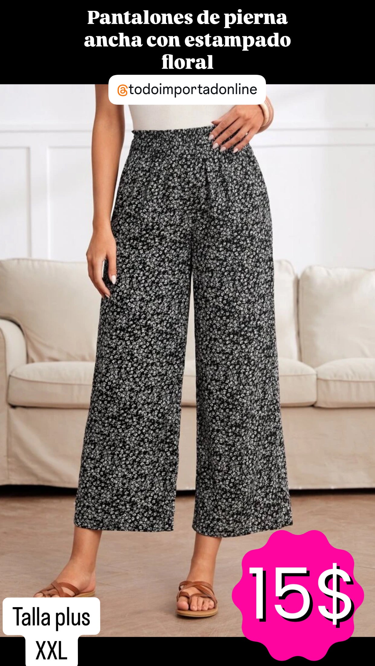 Pantalones palazo animal print de dama