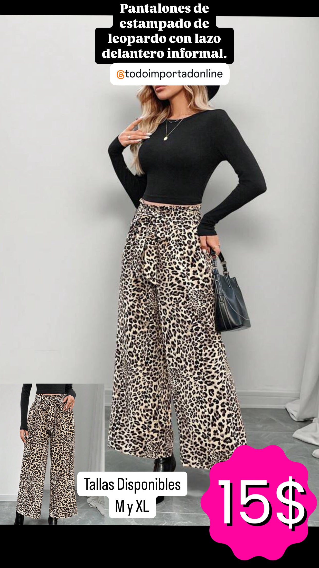 Pantalones palazo animal print de dama